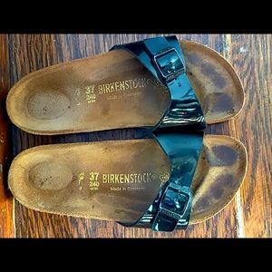 Birkenstock black patent sandal. Size 37